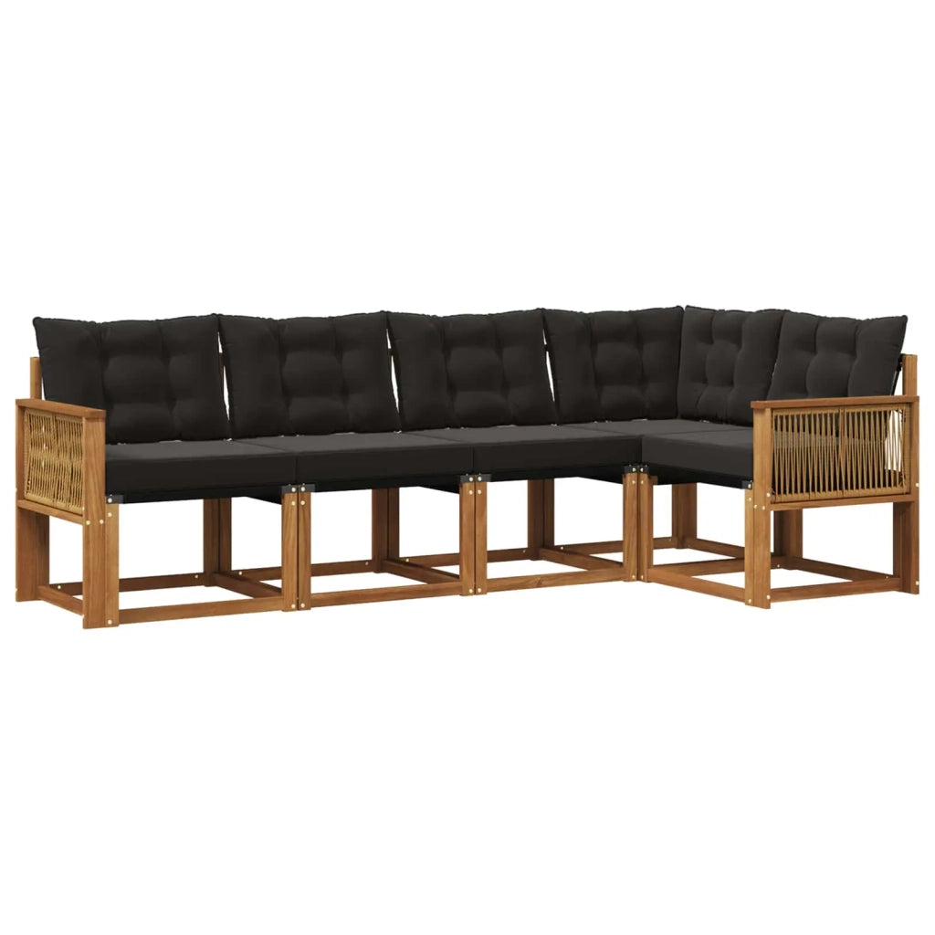 Set di divani da esterno 5 pz Naturale e Nero 3381956