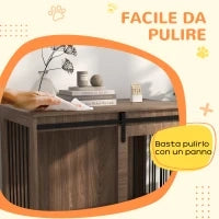 Casetta per Cani Grandi con Porta Scorrevole per Interno in Legno, 98x58x61cm, Marrone