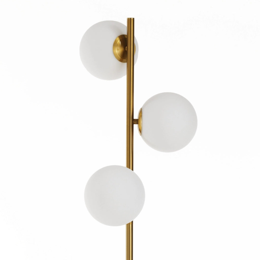 Lampada da terra 3 paralumi in acciaio finitura ottone cm. Ø.30 H.160