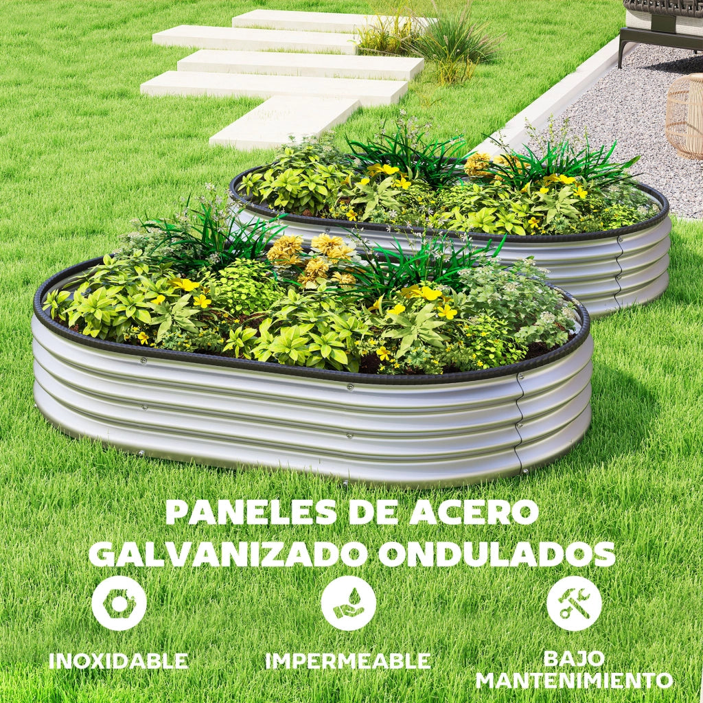 Fioriere 2 Pezzi Giardino Esterno Acciaio ¨C Zephmum ¨C Argento 135x90x30 cm