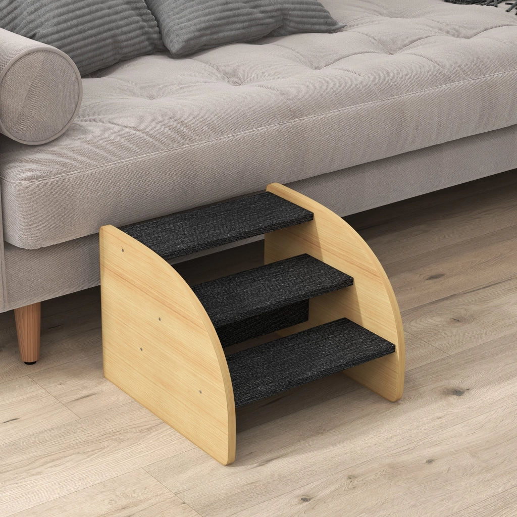 Scala per cani 3 gradini ¨C zephmum ¨C effetto quercia nero 38.5x38.5x30 cm