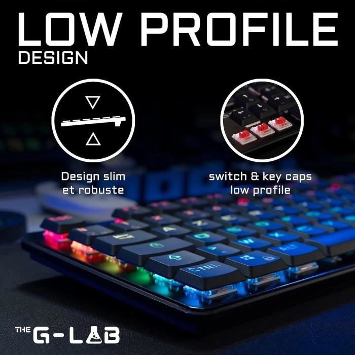 Tastiera da gioco di cablaggio L'interruttore a basso profilo G -Lab - rosso