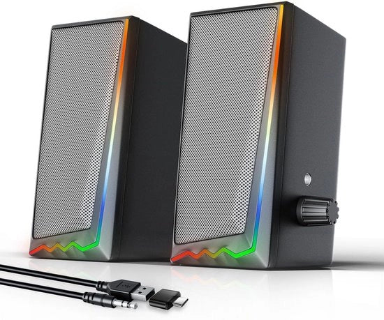 Sistemi Altoparlanti RGB per PC con Connessione Aux 3,5mm e Regolazione del Volume per Desktop e Laptop