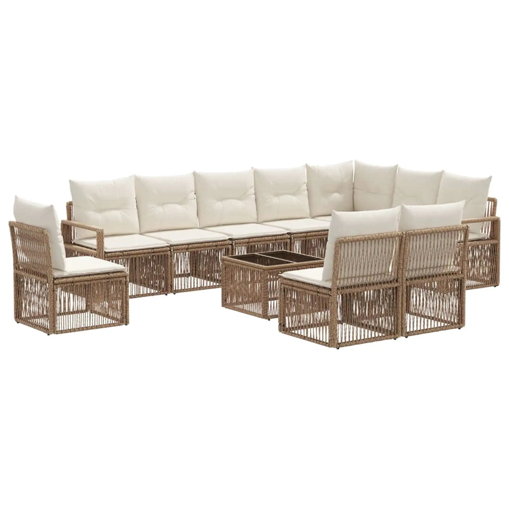 Set Divano da Giardino 11 pcs Beige polyrattan 3435744
