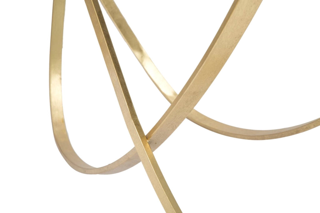 Console Ring 120x40x79 cm in Ferro MDF e Specchio Nero e Oro