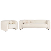 Set da salotto composto da divano e poltrona in velluto bianco sporco 4 posti con cuscini aggiuntivi stile glamour retrò soggiorno