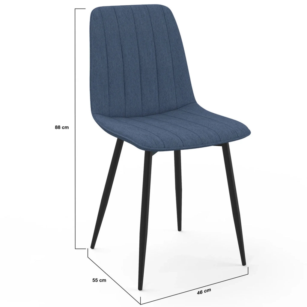 IDMarket - Set di 6 sedie da pranzo MIRA in tessuto blu