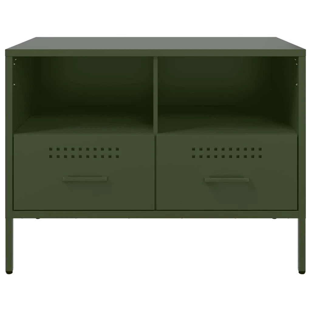 Mobile TV multimediale mensola TV credenza TV sala da pranzo soggiorno camera da letto verde oliva 68 x 39 x 50,5 cm acciaio verde 02_0028269