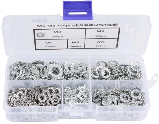 Set di assicurazioni a denti per connessioni elettriche - Assortimento da 700 pezzi - Garantita la resistenza alla corrosione - Adatta per connessioni elettriche - Dimensioni: ...
