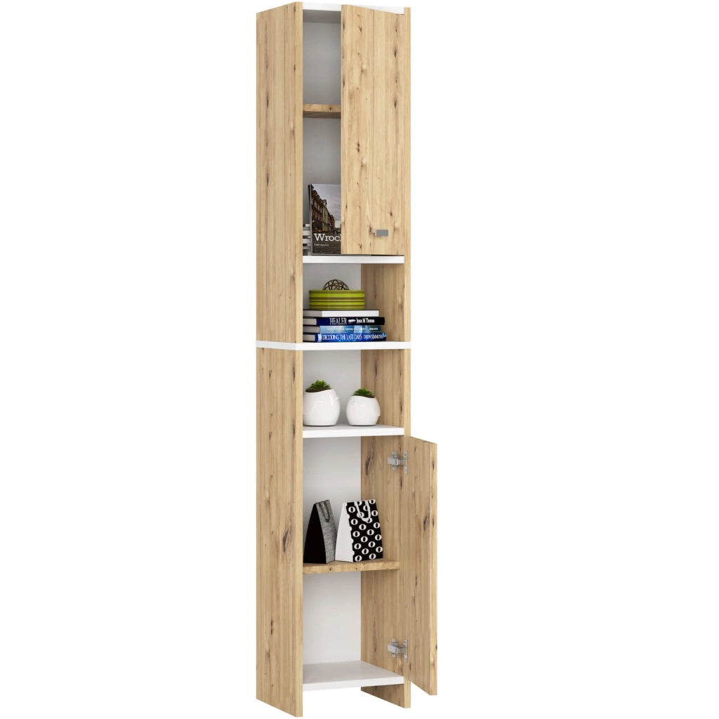 Colonna da bagno AKORD BETI Quercia Artisan, Bianca  2 ante 32x28x180 cm