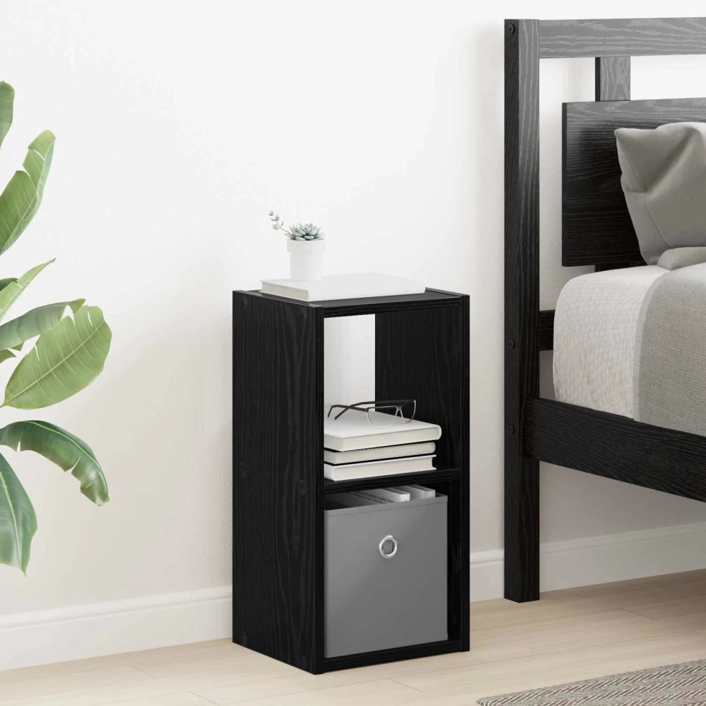 Comodino con cassetto 2 pcs Rovere Nero 25,5 x 22 x 49,5 cm