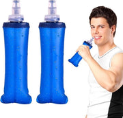 Set di 2 borracce flessibili per sport e attività all'aperto - 500 ml - Ossidiana e si ripiega per corsa, bicicletta, camminata, arrampicata e motociclismo