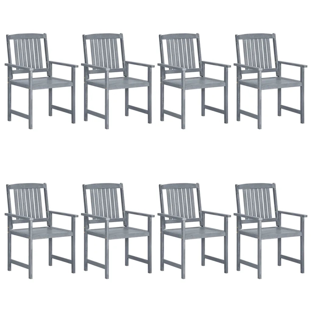 Sedie da Giardino con Cuscini 8 pz in Massello di Acacia Grigie 3078233