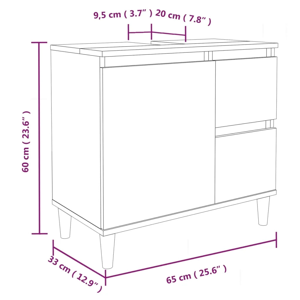 Set Mobili da Bagno 3 pz Grigio Sonoma in Legno Multistrato