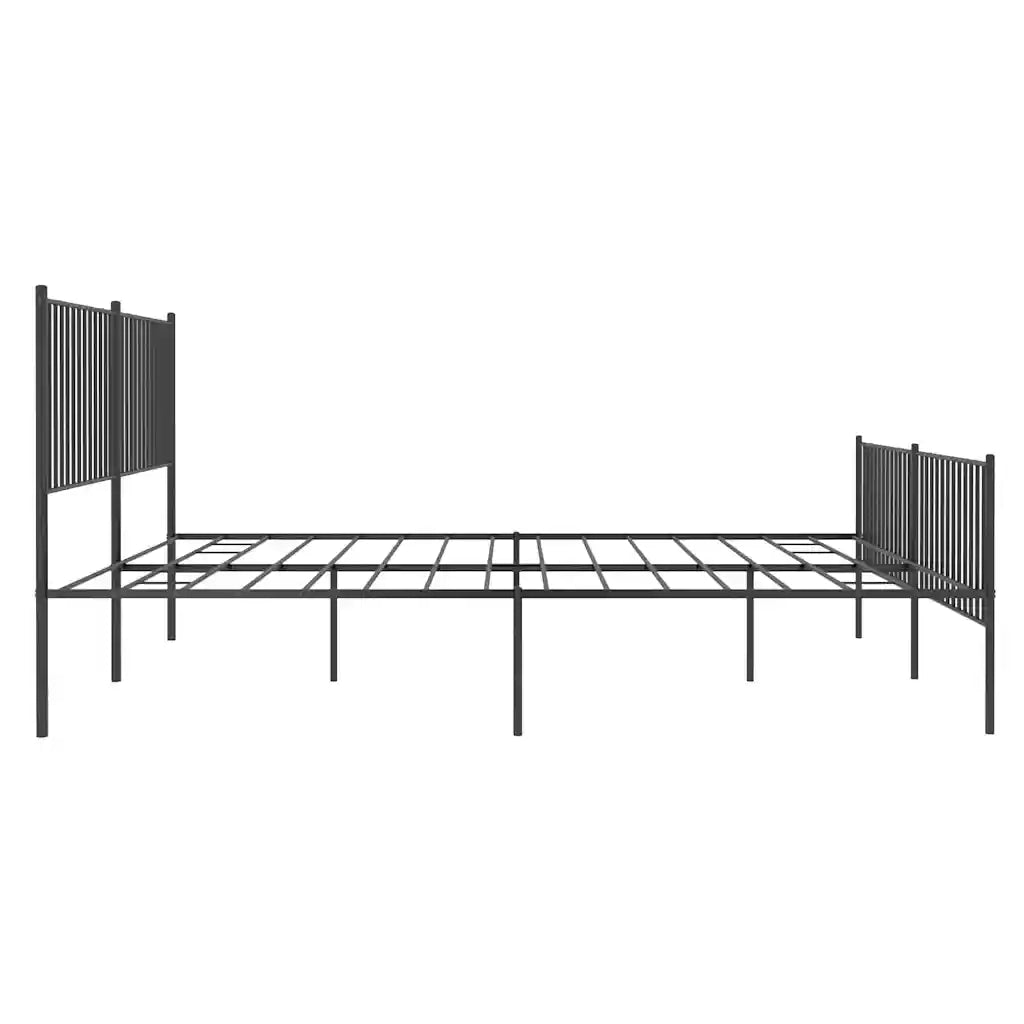 Giroletto con Testiera e Pediera-Struttura Letto Metallo Nero 193x203 cm 951015