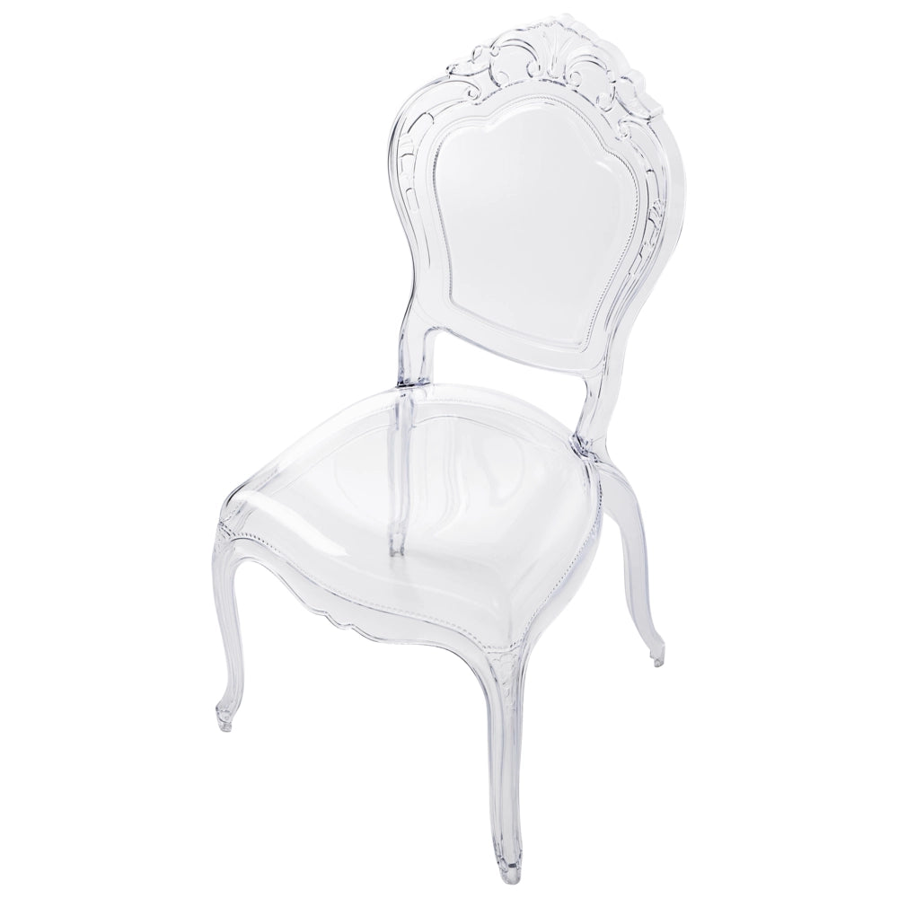 Set di 2 sedie da pranzo in acrilico trasparente con schienale solido senza braccioli impilabili dal design moderno vintage