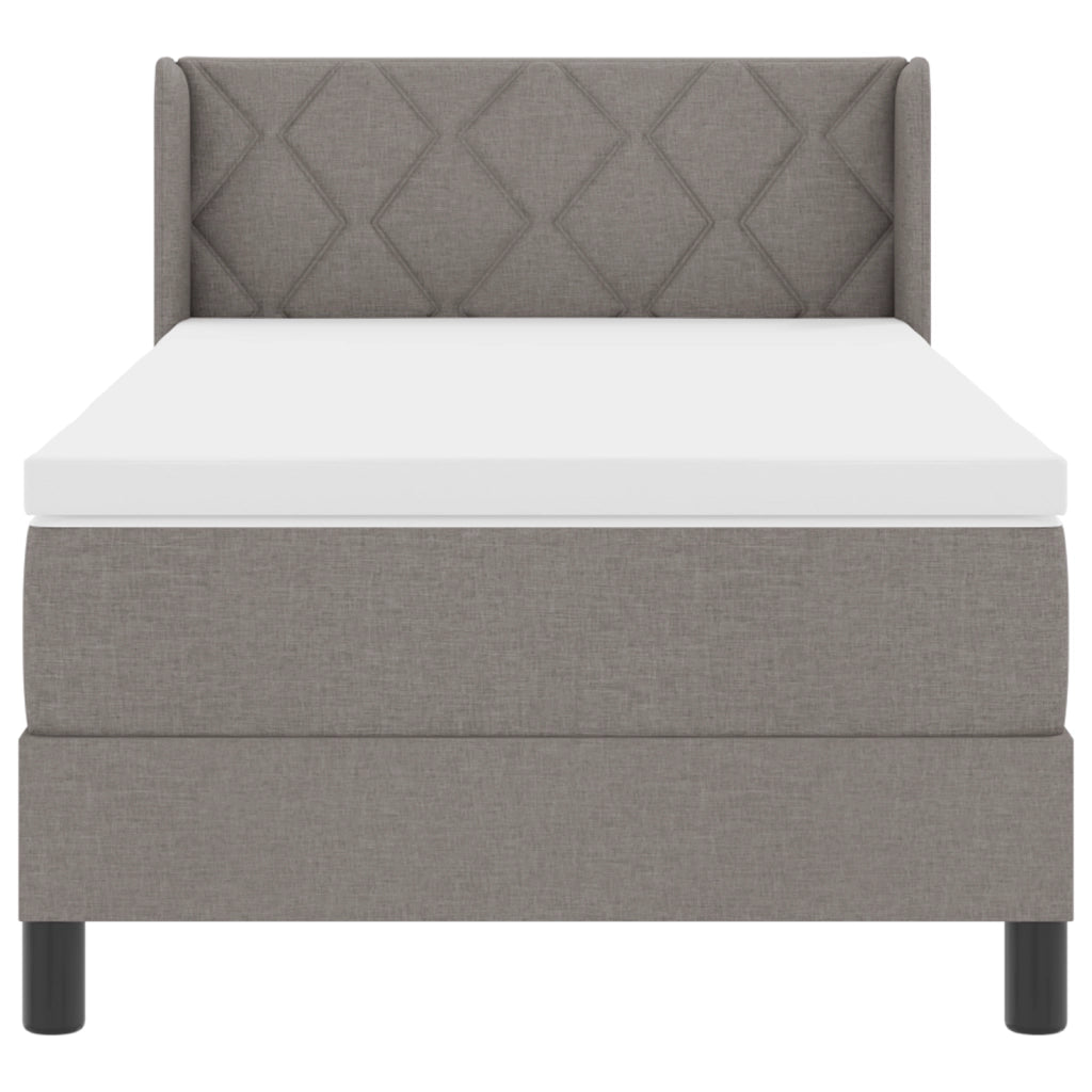 Letto con Box Spring e Materasso Tortora 90x200 cm in Tessuto