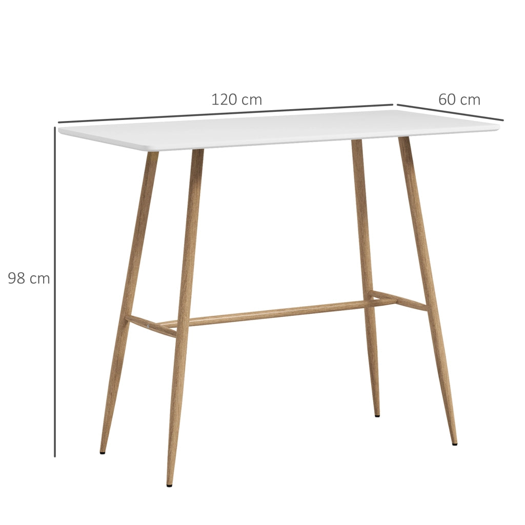 Tavolo da bar rettangolare 4 persone ¨C Zephmum ¨C Effetto legno bianco 118x58x98 cm