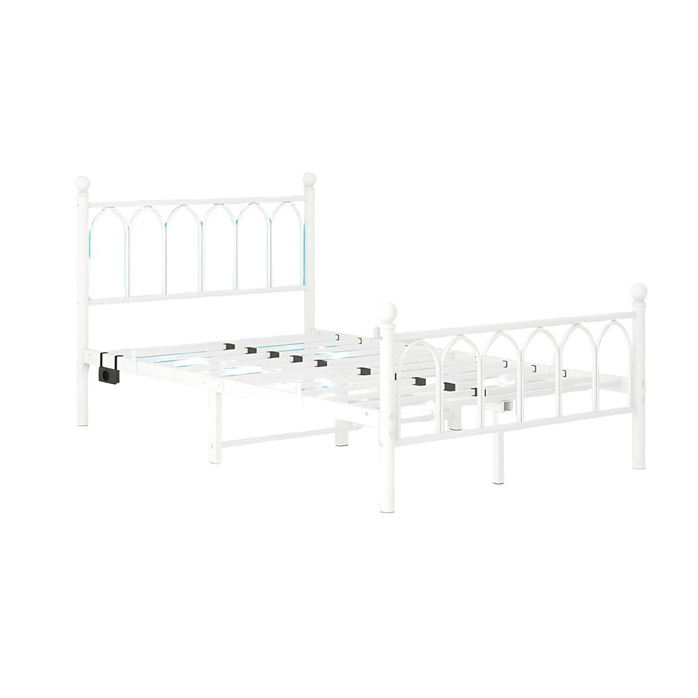 Letto metallo - Xylo - 120x200 cm USB vintage bianco