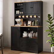 Credenza cucina multifunzione con LED, prese USB e ripiani regolabili