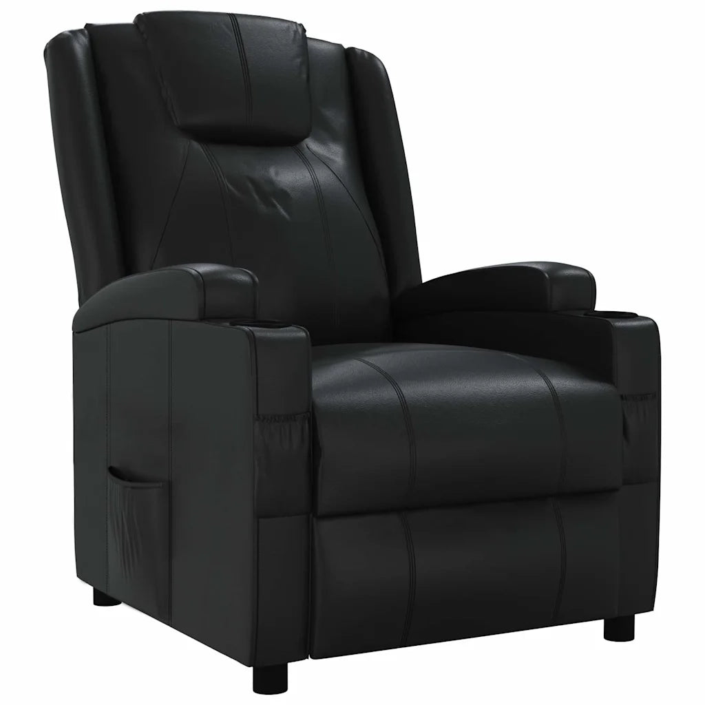 Divano Sedia-Poltrona Reclinabile Nera in Similpelle 722399