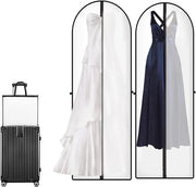 Sacche da abbigliamento pieghevoli per abiti da sposa - 2 pezzi, 60 x 180 cm con chiusura a zip - impermeabili e resistenti alle muffe - contenitori per abiti da sera, abiti da sposa e mantelli