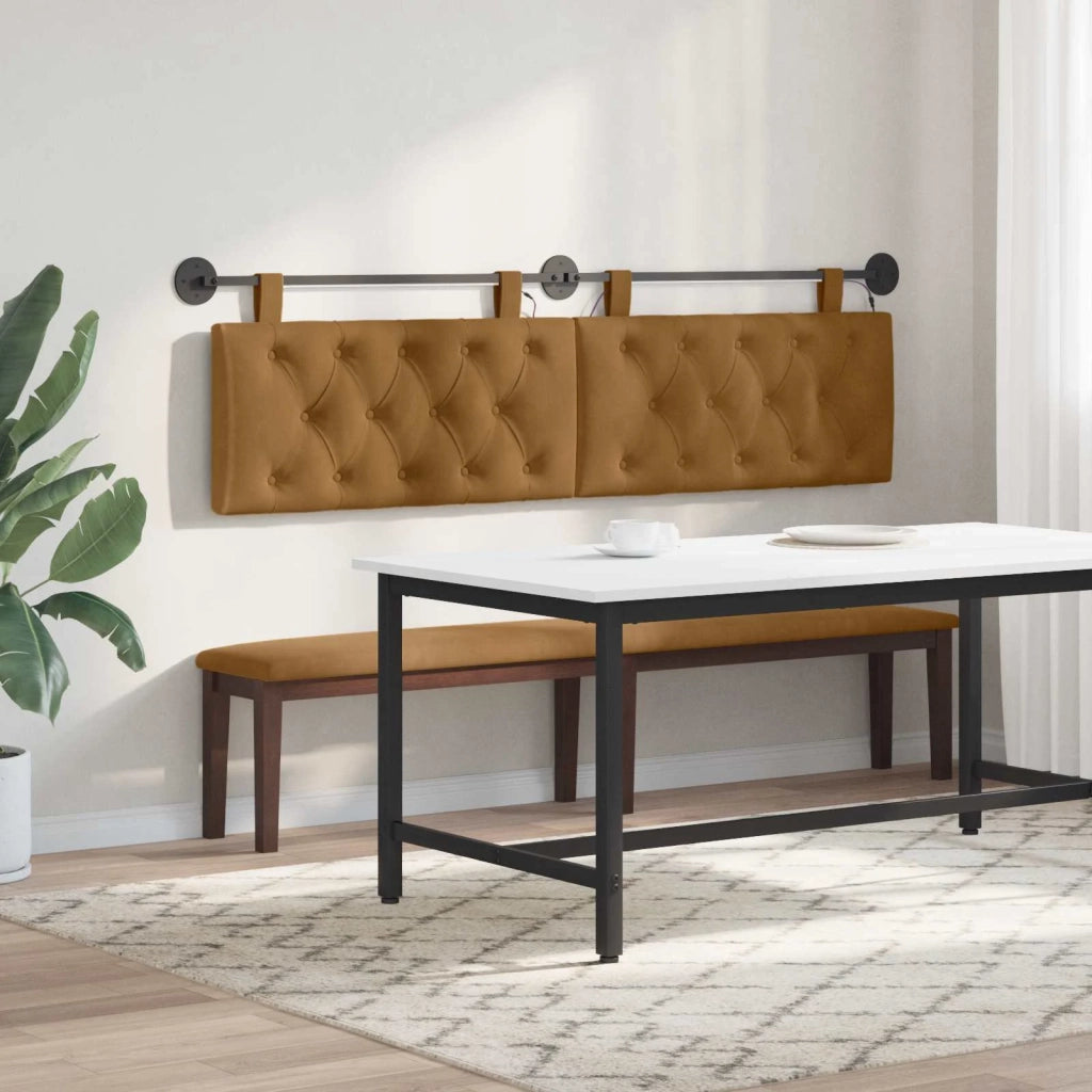 Testiera sospesa Con luce LED Marrone Velluto