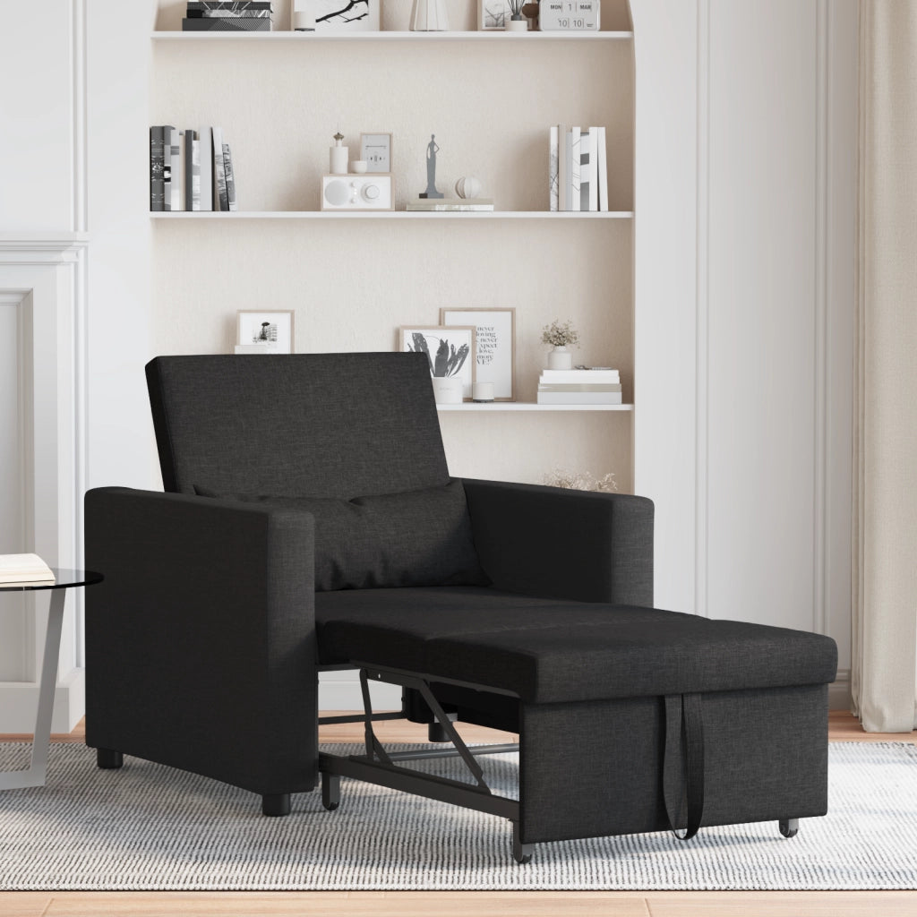 Divano letto singolo 3 in 1 Convertibile in tessuto nero