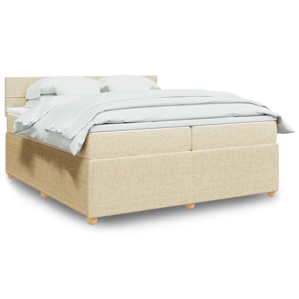 Giroletto a Molle con Materasso Crema 200x200 cm in Tessuto 3289868