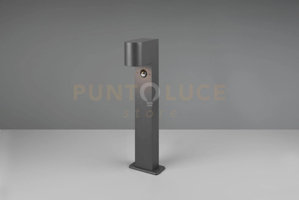 ROYA PALO DA ESTERNO FUSIONE ALLUMINIO STONDATA ANTRACITE CON SENSORE DI MOVIMENTO IP44 H.50CM 1 LUCE ATTACCO E27