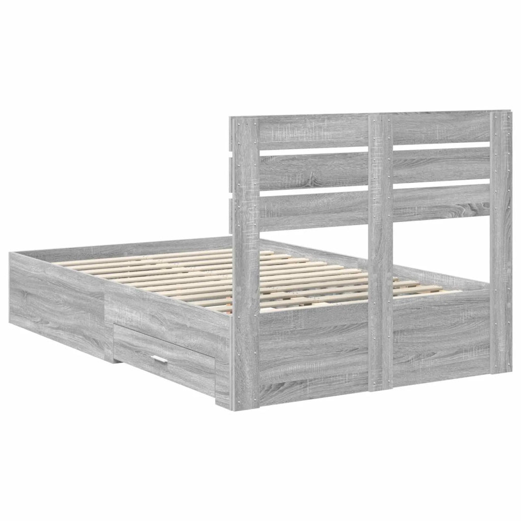 Struttura del letto con testiera Grigio Sonoma 135 x 190 cm 3411656