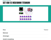 Viti M5x10mm a 12 pezzi - Acciaio Titanio TC4 - Leggero - Resistente all'usura - Trattamento PVD - Viti