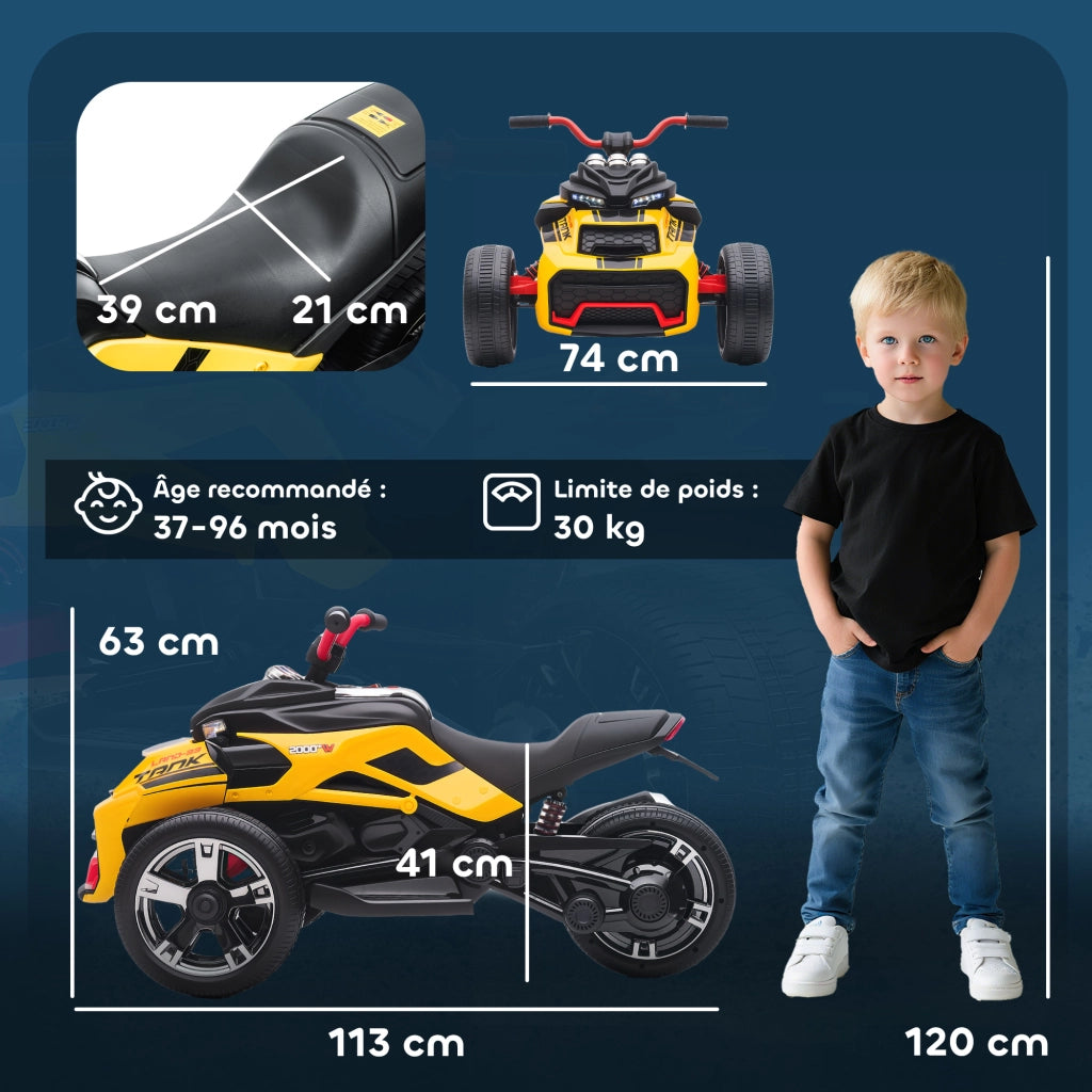 Auto elettrica per bambini ¨C zephmum ¨C gialla 12V 3 ruote