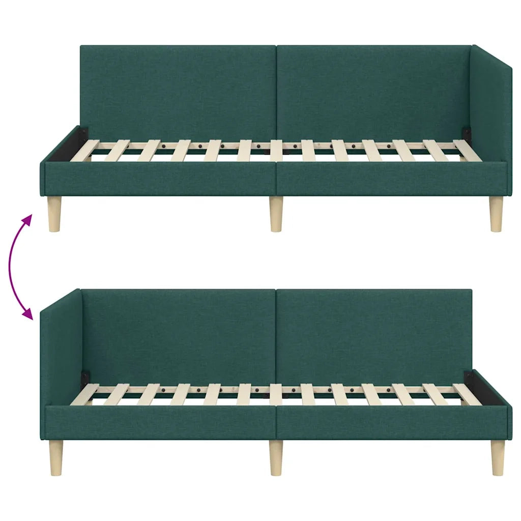 vidaXL Cornice del letto ad angolo Altro Verde scuro 100 x 200 cm