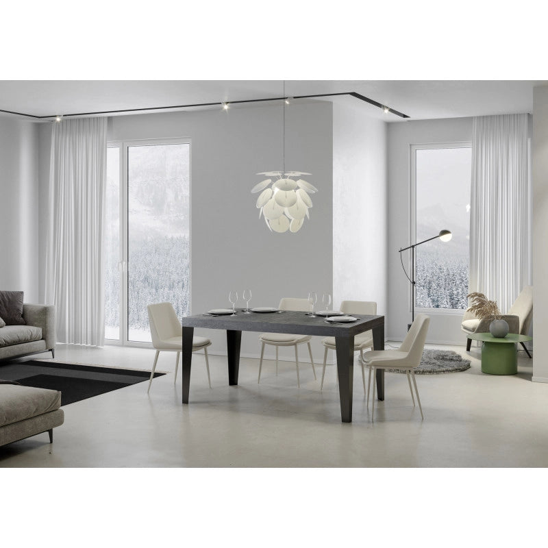 Tavolo allungabile 140/400x90 cm Flame Premium telaio Antracite - Cemento