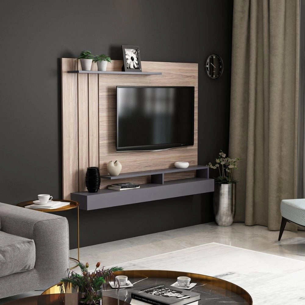 Parete porta tv noce particolari antracite Lawrance 157