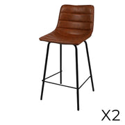 Set di 2 sgabelli da bar con schienale effetto pelle cannella collezione NETS - Stile industriale