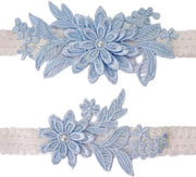2 Paia di Fascia di Calza per Matrimonio - Manufatto a Mano - Per Sposa - Gala - Blu - Set di 2 Fascie di Calza