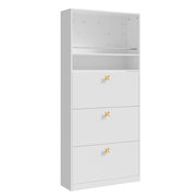 Scarpiera con 3 vani a ribalta e ripiano aperto - per ingresso - in truciolare - 80×24×178.5 cm - bianco