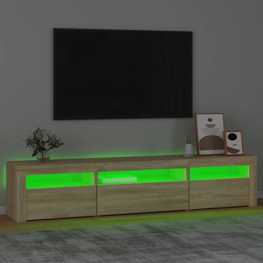 Mobile Porta TV con Luci LED Rovere Sonoma 195x35x40 cm cod mxl 11624