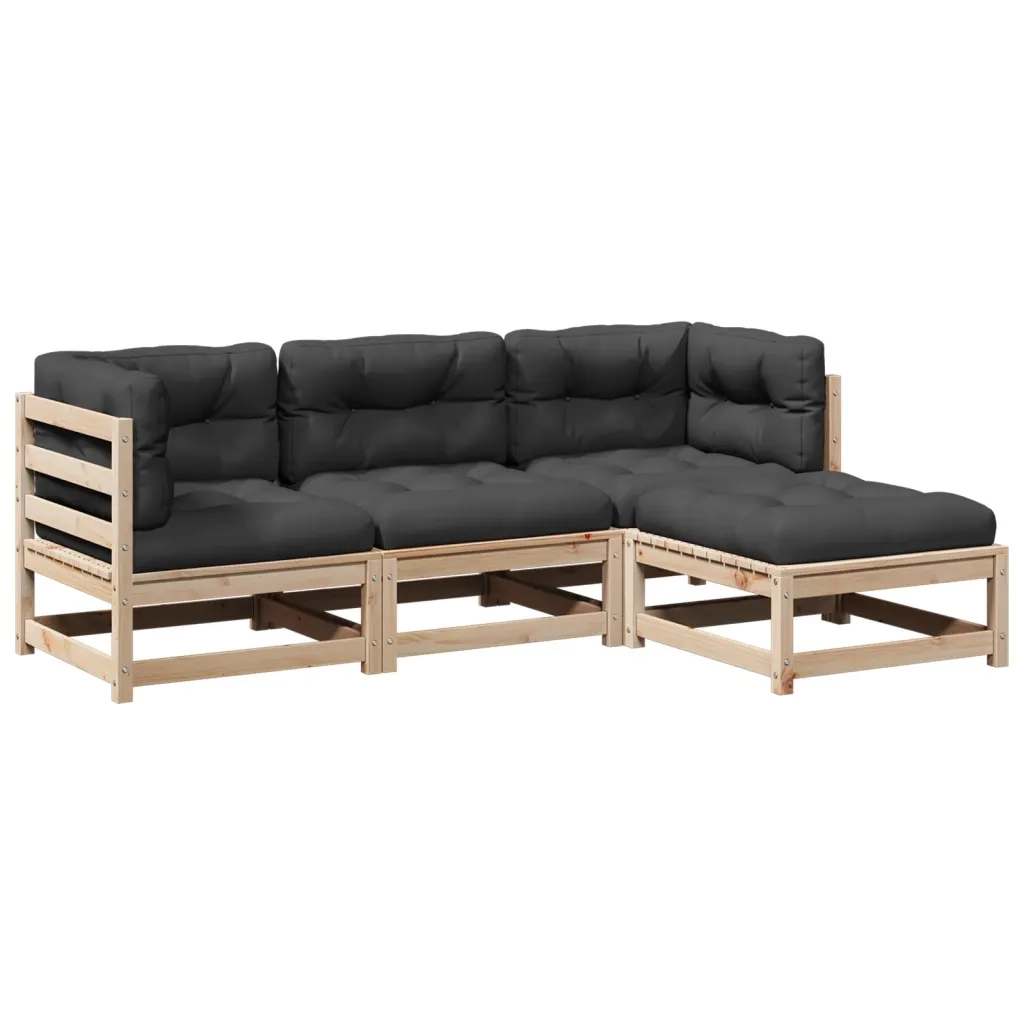 Set Divano da Giardino 4 pz con Cuscini Legno Massello di Pinocod mxl 92624
