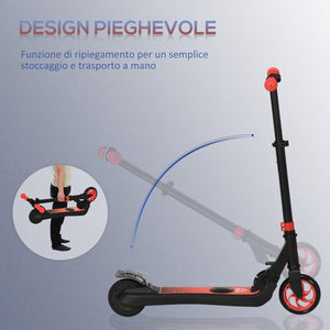 Monopattino Elettrico Pieghevole per Bambini Altezza Regolabile 75-80 cm Nero e Rosso