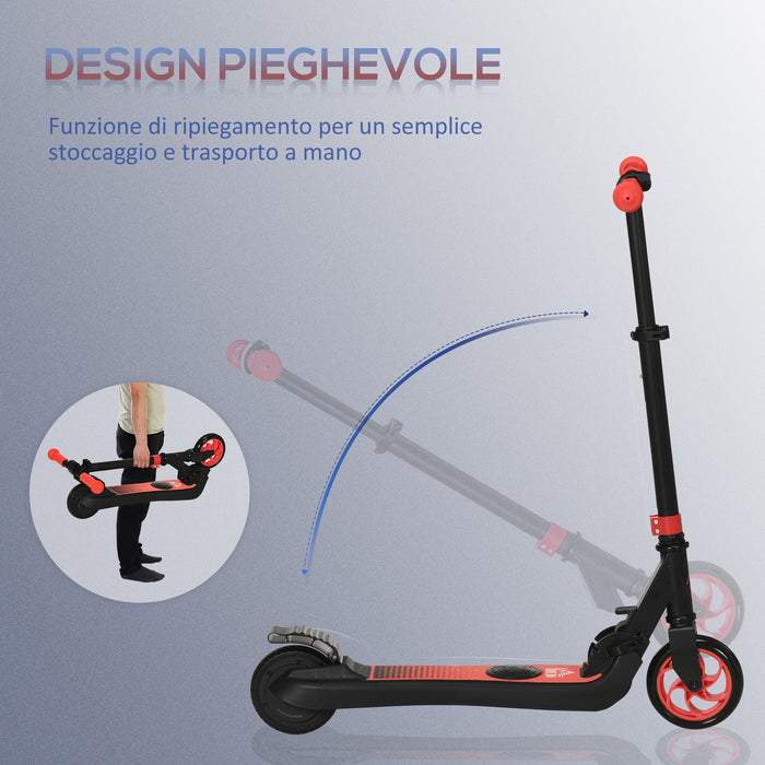 Monopattino Elettrico Pieghevole per Bambini Altezza Regolabile 75-80 cm Nero e Rosso