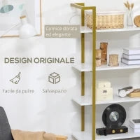 Mobile Libreria a 4 Livelli Rialzato e Multiuso, in MDF e Acciaio, 92x35x152cm