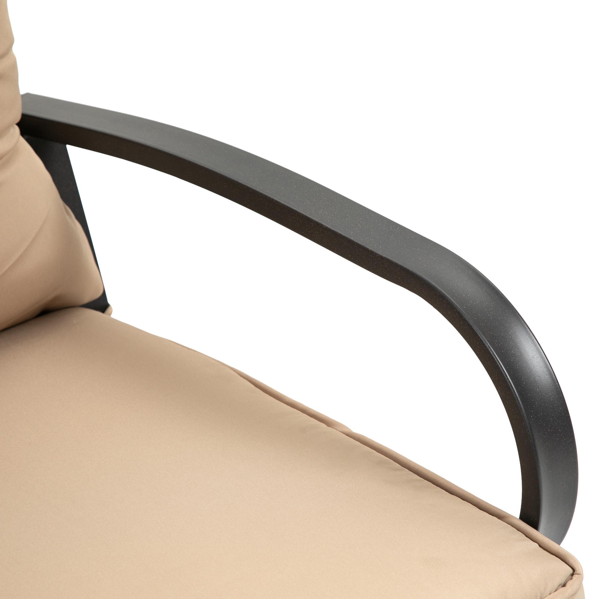 Panchina Dondolo da Giardino 2 Posti 122x70x87 cm in Acciaio e Ghisa con Cuscini Khaki