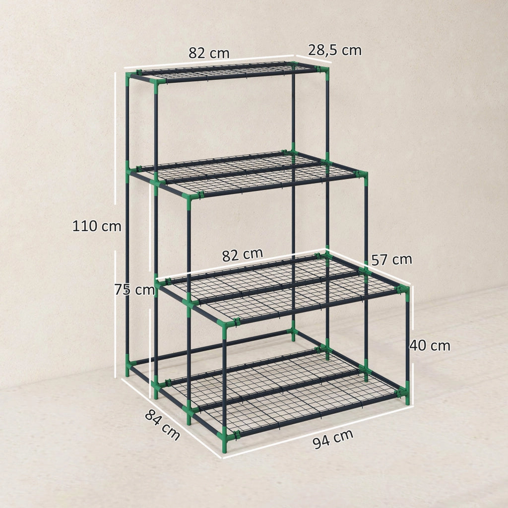Soporte per Piante a Livelli 4 ¨C zephmum ¨C Verde Metallico 100x30x100