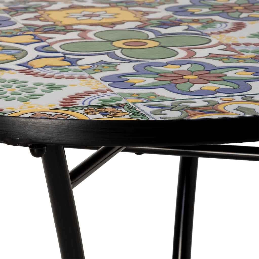 Tavolo e 2 sedie, metallo Giallo, 60x60x75h cm, 38x46x90h cm