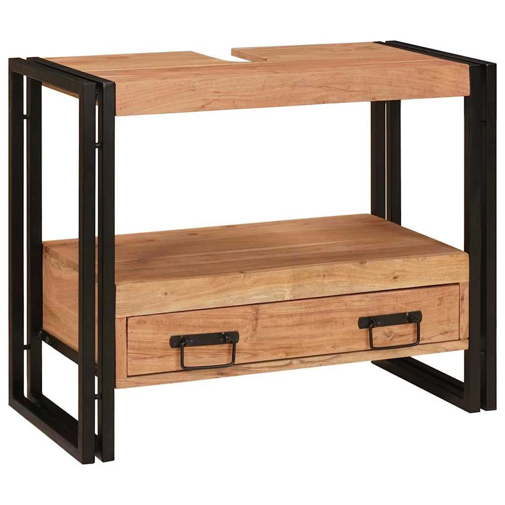 Mobiletto da toeletta moderno con cassetto 71 x 33 x 58 cm pratico ed elegante in ferro marrone 02_0058000