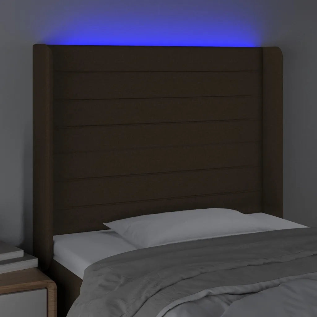 Testiera a LED Marrone Scuro 93x16x118/128 cm in Tessuto 3124173