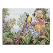 Stampa su Tela Tropicale 1, Multicolore, Legno, 120x3x90 cm